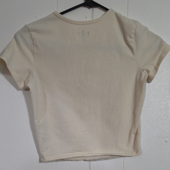Hollister Cream Graphic 'Sunshine On My Mind' Crop Tee - Picture 2 of 4